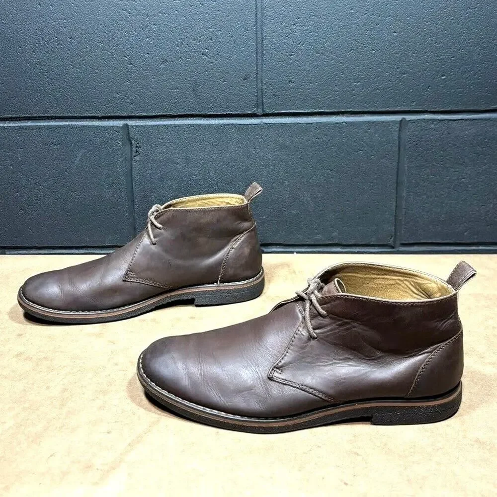GBX Brown Leather Chukka Boots Men’s 10.5 Casual Lace Up Ankle